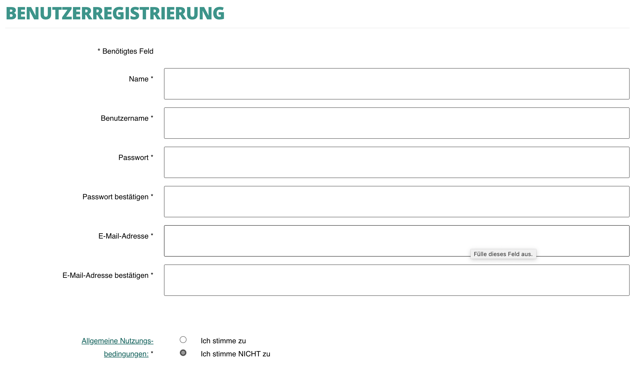 benutzerregistrierung